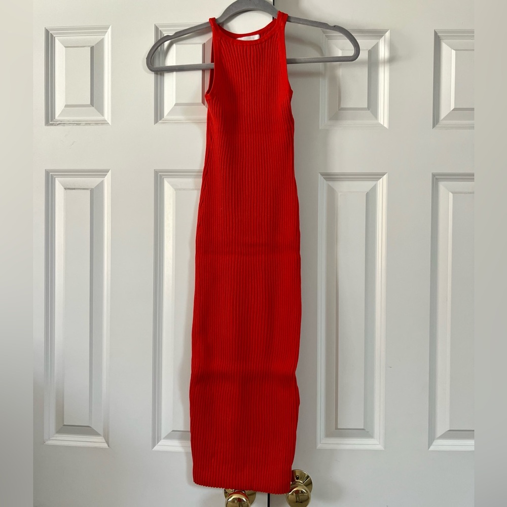 H&M Red Orange Stretch Maxi Dress